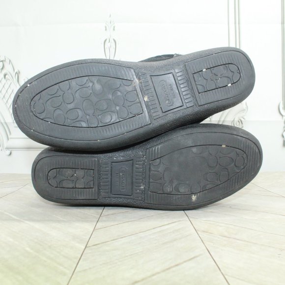 Coach Tinah Monogram Black Suede Lined Buckle Mid Calf Boots Size 7.5 B - Picture 9 of 9